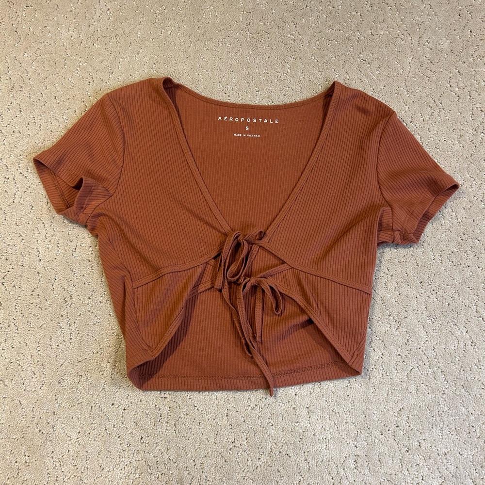Aeropostale women’s mid shirt SZ S burgundy brown color